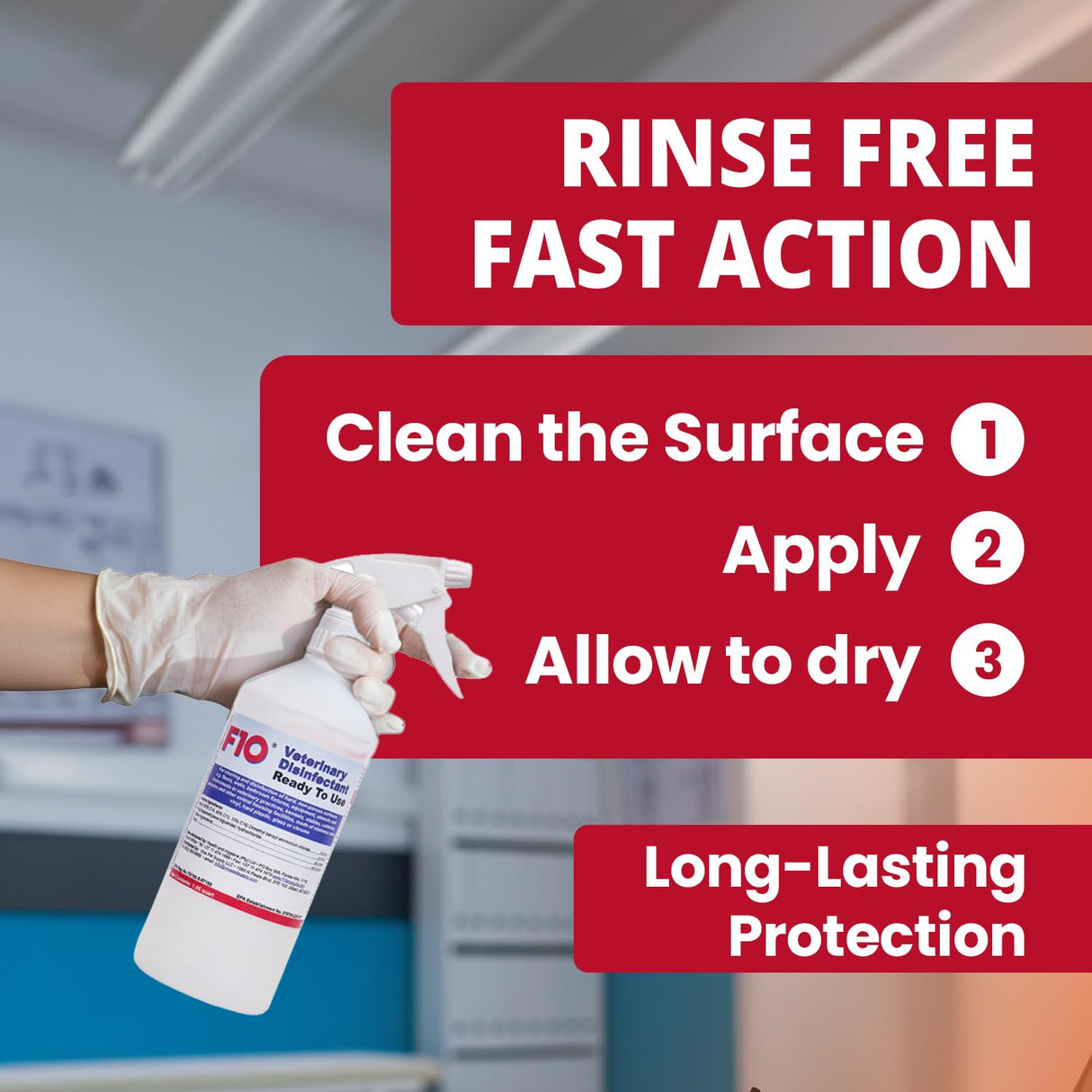 F10 Ready To Use All Purpose Disinfectant for Kennels, Litter Box, Cage, Terrariums, Habitats, Vet Practices - 1 Liter (1.06qt)