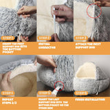 SUOXU Hooded with Supports Dog Bed,Deluxe Plush Dog Cave Bed for Medium Small Dogs Cats Under 22 lbs/10kg, Warming Cozy Soft Faux Fur Donut Pet Bed,Removable Washable Cover and Anti Slip Bottom