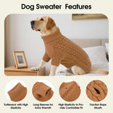 SAWMONG Dog Sweater, Dog Sweaters for Small Dogs Girls Boys, Pullover Turtleneck Knitted Doggy Sweatshirt, Cold Weather Pet Clothes（Khaki, Small