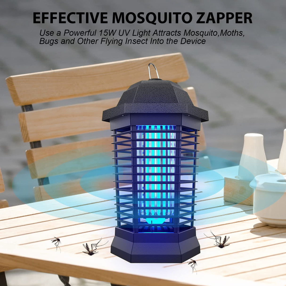 Klahaite Bug Zapper Outdoor Electric, Mosquito Zapper Indoor, Fly Zapper, Fly Trap, Insect Trap for Garden Backyard Patio, Black