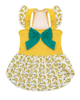 CuteBone Dog Dress for Small Dogs Girl, Banana Summer Dresses with Bow & Ruffle Sleeve, UPF50+ Sun Protection, Cute Pet Clothes for Puppy for Birthday Wedding Party Beach ZSFX03L