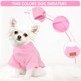 2 Pieces Dog Sweater Fleece Dog Winter Clothes for Small Dogs Boy Girl Turtleneck Puppy Sweatshirt Pet Clothing Pullover Sweaters Cat Apparel (Beige+Light Pink, Large)