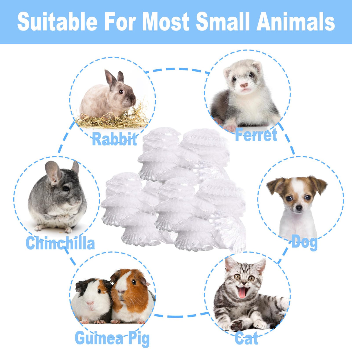 Niwaes 50Pcs Large Rabbit Cage Liner Disposable Bunny Cage Liner Bag 34'' X 22''- Clear Elastic Pet Toilet Film Small Animal Tray Covers for Bunnies Ferrets Chinchillas Birds - Leak Proof & No Mess