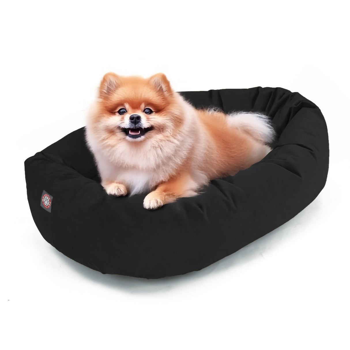 Majestic Pet 24 Inch Suede Shredded Memory Foam Mix Calming Small Dog Bed Washable 24 x 19 x 7 (Inch) - Cozy Soft Round Donut Dog Bed with Spine for Head Support - Pet Bed Black