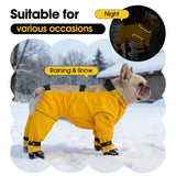 Yternal Waterproof & Dirt-Proof Dog Rain Boots for Small Medium Dogs – Adjustable One-Piece Paw Protectors with Reflective Strips and Non-Slip Soles for Rain Snow, Yellow M