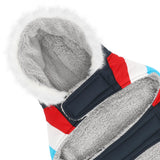 HDE Dog Puffer Jacket Fleece Lined Warm Dog Parka Winter Coat with Harness Hole Patriotic - L