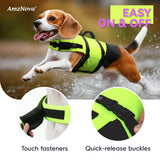 AMZNOVA Rip Stop Dog Life Jacket, Dog Life Vest for Swimming & Boating, Lightweight & Buoyancy for Doggy Puppy, Lifejacket with Handle, M, Bright Yellow