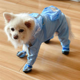 Dog Raincoat with Boots,Waterproof Dog Raincoats with Hood,Raincoat with Reflective Strap, Lightweight Rain Jacket with Leash Hole (Blue Cloud (Detachable Tail), XXL (14-17lb))