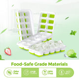 Ice Cube Tray with Lids - 4 Pack Stackable Silicone Ice Trays for Freezer, BPA & LFGB Safe, Easy Release for Kitchen, RV, Cocktail, Coffee, Soup & Food