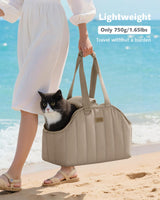 Pecute Cat Purse Carrier, Lightweight Cat Carriers for Small Cats with Large Pockets, Cat Soft-Sided Carriers up to 6.6lbs, Pet Carrier for Kitten, Suitable for Travel, Subway, Khaki