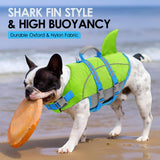 AOFITEE Medium Dog Life Jacket, Shark Life Jackets for Swimming Boating, Reflective Dog Swimming Vest with High Buoyancy, Pet Life Preserver with Rescue Handle for Medium Pets (Green M)