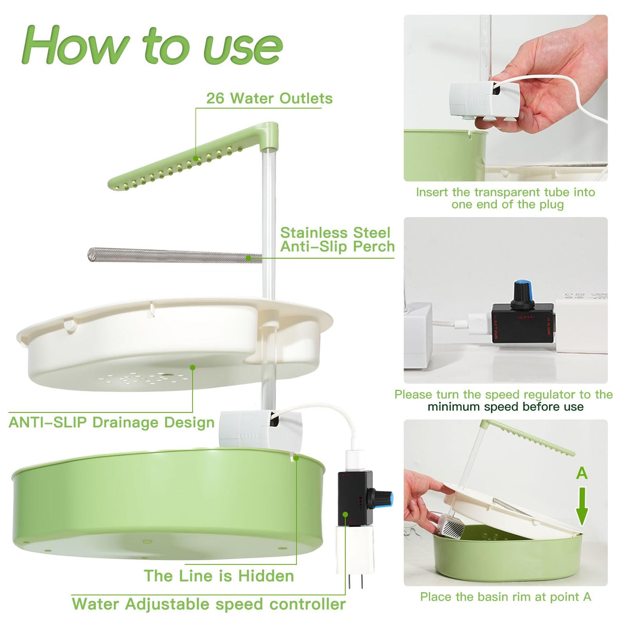 Automatic Parakeet Bird Bath for Cage Large Parrot Shower Bath with Adjustable Water Flow Bird Shower Fountain Indoor Bathtub Stainless Perch Bird Cage Accessory for Birds Cockatiel Conure Budgie