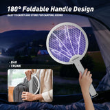 4000V Electric Fly Swatter, 2-in-1 Foldable Bug Zapper Racket with USB Rechargeable Battery, UV Light, Mosquito Killer Zapper for Home Office Camping, 2PC