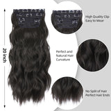 Black Hair Extensions, 20 Inches Soft Synthetic Curly Hair Extensions Clip ins (Color: Black)