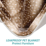 COZY KISS Waterproof Pet Blanket, Christmas Deer Print Blanket for Bed Couch Protector, Reversible Washable Plush Dog Faux Fur Throw for Puppy, Double Sided Cat Blanket, 30x40 inch, Brown