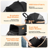 PAWLET Pet Stroller,Dog Stroller for Medium Dogs Up to 52 Lbs,Cat Strollers for 2 Cats with Waterproof Oxford Fiber Detachable Carrier,Poop Bag Dispenser,Adjustable Handle&Canopy,for Senior Dogs&Cats