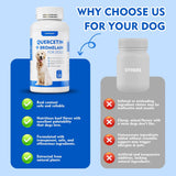Quercetin + Bromelain for Dogs – Immune & Allergy Support Supplement, Inflammatory Relief, Antioxidant Formula, 120 Beef-Flavored Chewable Tablets