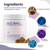 PAWLABS Gut Max Probiotic Chews - Natural, Vet Formulated Digestive & Immune Support - Relieves Diarrhea, Constipation - with Patented BC30™ Bacillus Coagulans - Duck Flavor - 90 Soft Chews