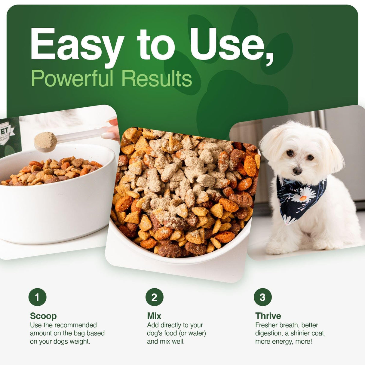 Human-Grade Superfood for Dogs, Premium Greens Powder Supplement for Dental Health, Longevity, Hip & Joint, Gut Health, Allergies, Immune Support, Skin & Coat - Peanut Butter - 3.5 oz