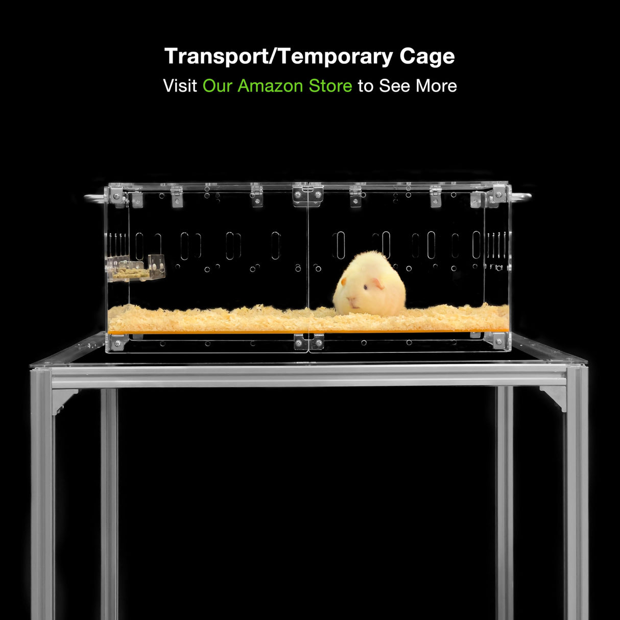 GuineaLoft™ Acrylic Cage (Model-P3) - Small 2x1 ft Enclosed w/Lid & Bottom for Hamsters, Rats, Mice, Gerbils, Also Works for a Single Guinea Pig, or as a Transport Cage