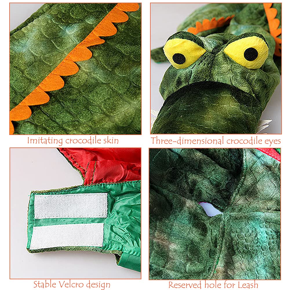 Kodervo Alligator Dog Costume - Funny Crocodile Costume for Small to Large Dogs, Halloween Cosplay Dress