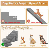 Dog Stairs for High Beds up to 32" H, A.FATI 6 Step Pet Ramp with Machine Washable Cover, Non-Slip Dog Steps for Bed for Small/Medium/Old Dogs, 30D Foam Pet Stairs