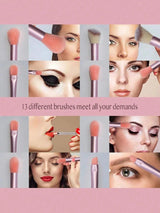 13Pcs Makeup Brush Set Soft Fluffy Professional Cosmetic Foundation Powder Eyeshadow Kabuki Blending Make Up Brush Beauty Tool With Bag Makeup Sponge Beauty Gift For Makeup Beginner ﻿