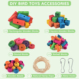 DBNESS Bird Toys for Parrot, 165 Pcs Colorful Multi-Shaped DIY Wooden Blocks Craft, Birds Cage Chewing Playing Training Toy for Cockatoos, Macaws, African Grey and Small Medium Parrots