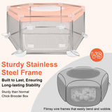 45"x45"x19.7" Sturdy Stainless Steel Frame Small Animal Playpen, Brooder Box for Chicks with Removable Roof & Bottom Pad for Easy Cleaning, Pet Playpen for Ducks, Kittens, Bunnies, Quails, Guinea Pigs