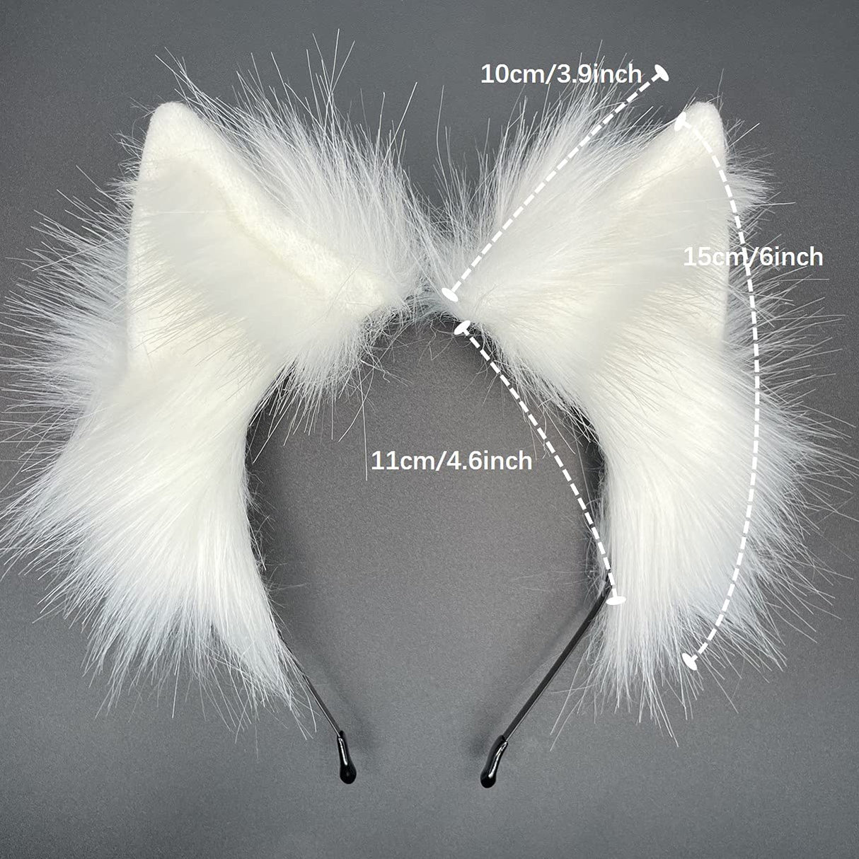 CoFoWo Handmade White Wolf Ears and Tail Set,Animal Tail and Ears set,Cosplay accessory, Halloween Christmas Fancy Party Furry Costume, Funny Gifts