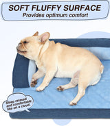 KSIIA Washable Dog Bed Large Sized Senior Dog, Orthopedic Warm Soft Pet Sofa Waterproof Pet Couch with Sides, Non-Slip and Egg-Crate Foam Big Beds with Removable Cover, 35x22Inch, Blue