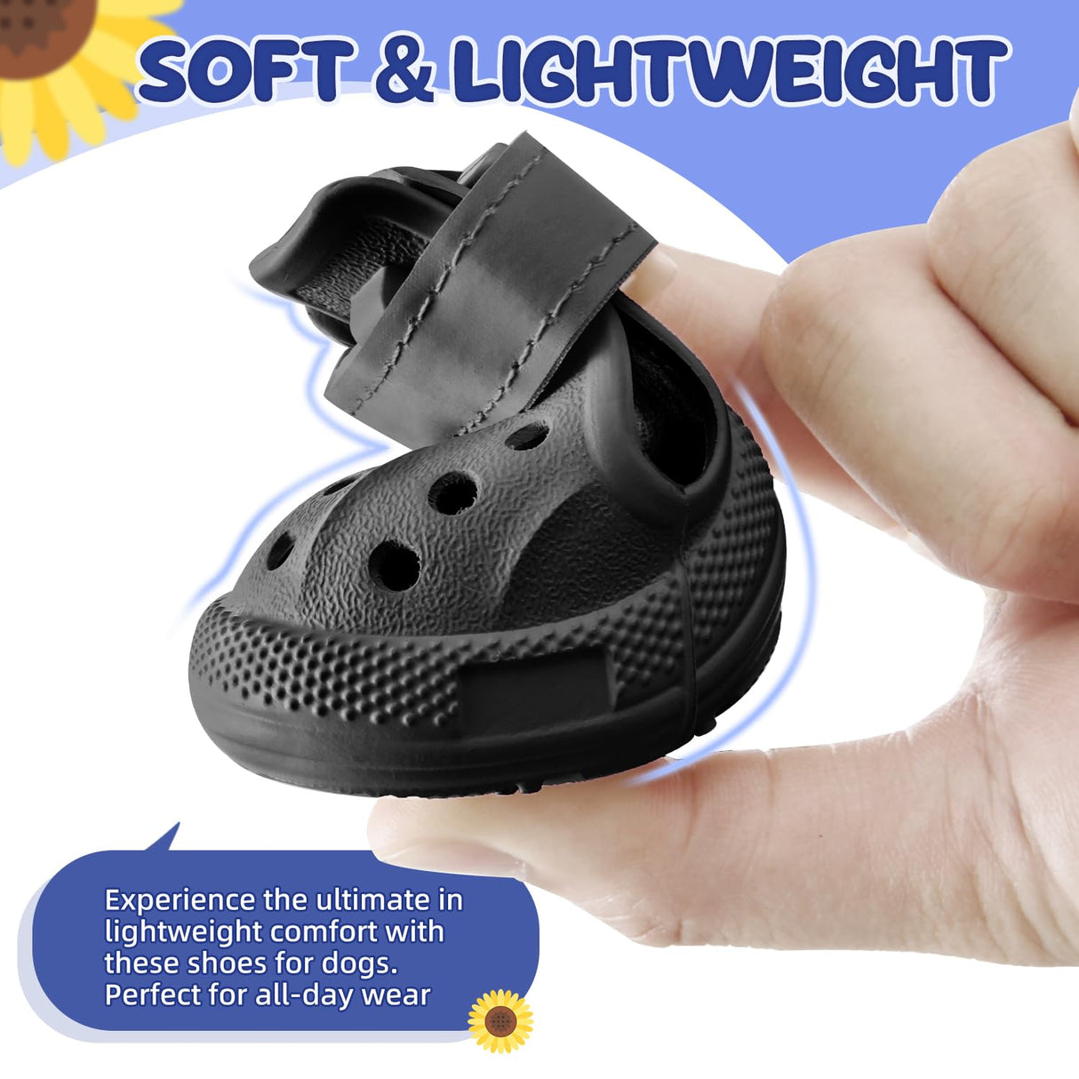 Lukovee Dog Shoes for Hot Pavement - Breathable Non Slip Dog Sandals with Reflective Stripes, Easy ON & Off, Easy-Clean Summer Outdoor Pet Boots for Small Medium Large Dogs (Black, Size 10)