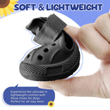 Lukovee Dog Shoes for Hot Pavement - Breathable Non Slip Dog Sandals with Reflective Stripes, Easy ON & Off, Easy-Clean Summer Outdoor Pet Boots for Small Medium Large Dogs (Black, Size 10)