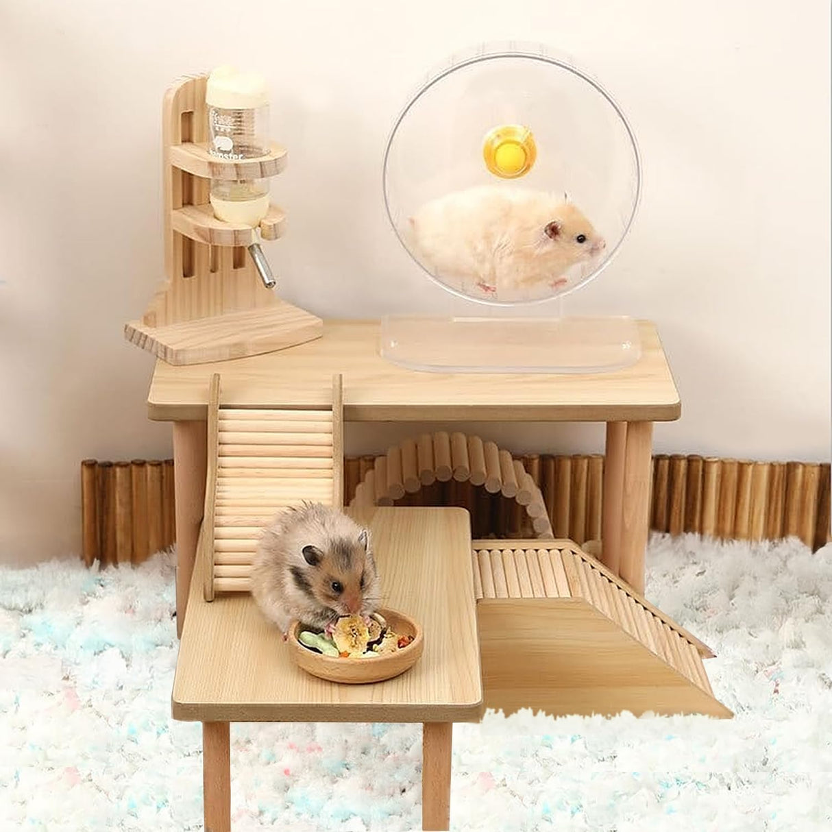 3-Piece Set Hamster Platform Play Wooden for Dwarf Syrian Hamsters Gerbils Mice or Other Small Pets