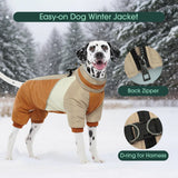 Kuoser Medium Dog Coat with Built-in Harness, Reflective Winter Jacket for Dogs - Brown M
