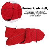 Greyhound Lurcher Winter Coat Whippet Warm Coat with Fleece Water Resistant Dog Jacket with Hook Loop Closure Zipper Harness Hole - Red - XLarge
