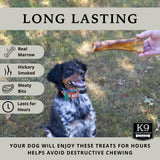 K9 Connoisseur Beef Marrow Large Dog Bones Long Lasting for Aggressive Chewers - USA Made Single Ingredient Champ Bones for Large Dogs Over 50 Pounds - 3 Pack
