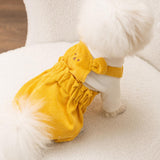 PayaSnug Bear Costume Dog Overalls for Small Dogs, Corduroy Dog Jumpsuit, Soft Puppy Romper for Fall and Winter, Cute Dog Onesie Outfit for Comfortable Pet Clothes for Cold Weather（Yellow Set, S）
