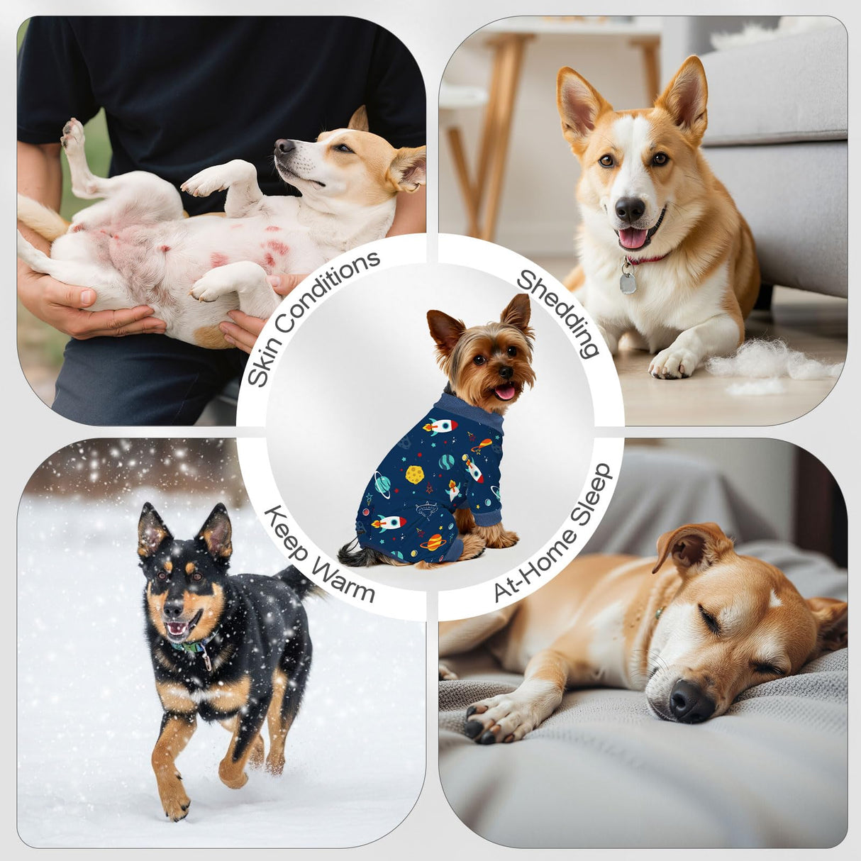 4 Pack Dog Pajamas Pet Costumes Dog Jammies Onesies Sweatshirt Adjustable Breathable Stretchy Clothes for Puppy Small Medium Large Dogs Girls Boys,XS