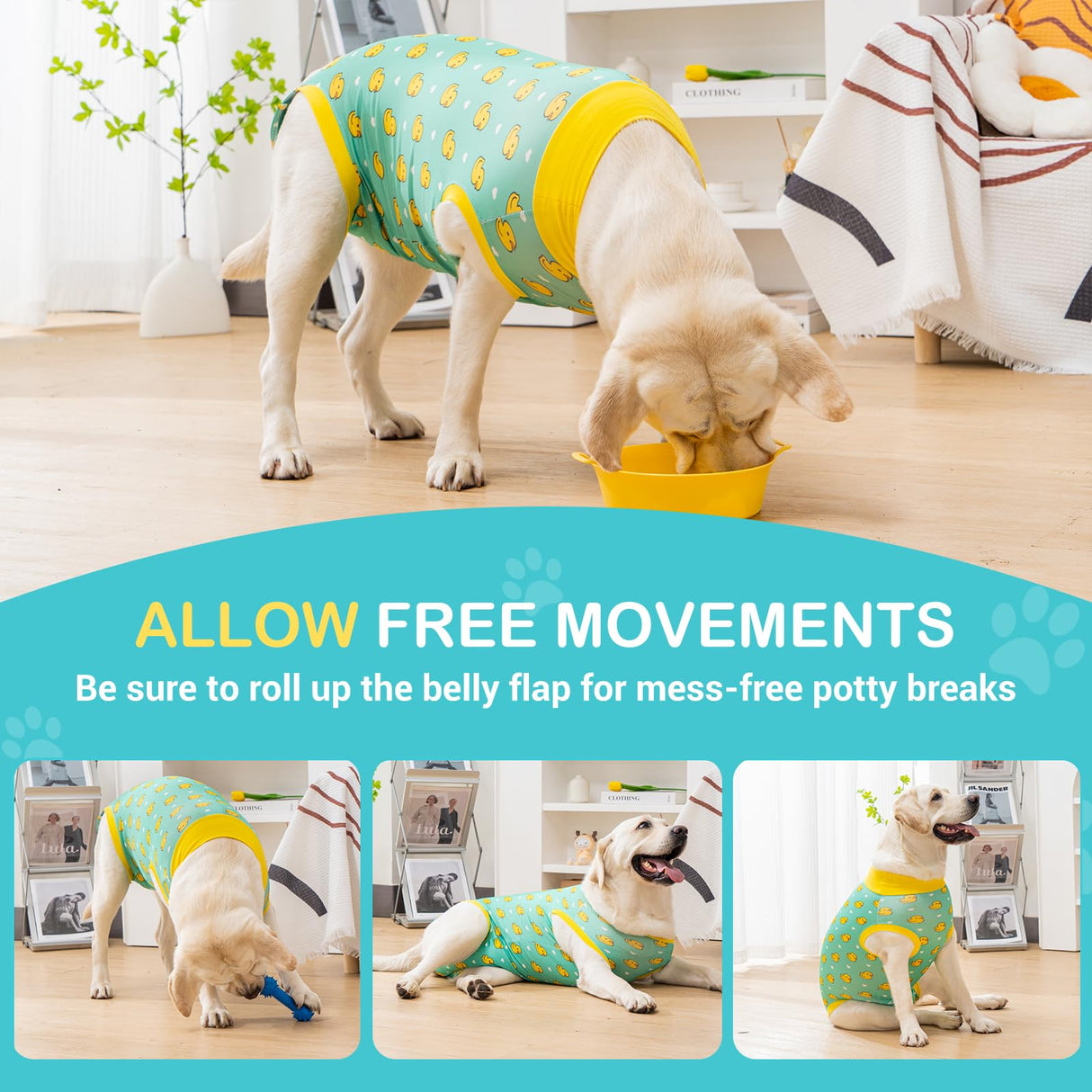 Avont Dog Recovery Suit, Surgery Shirt for Female Spay Male Neuter Skin Conditions, Surgical Onesie Bodysuit Prevent Licking Dog E Collar Cone Alternative -Duck (XL)