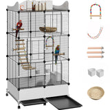 Encrypted Bird Cage Large Bird Cages 57-Inch, Top Storage Space, Bottom Splash Guard with Essential Bird Supplies – Durable & Spacious Aviary – Budgies & Cockatiels
