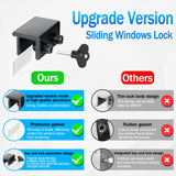 ZRFCXE Window Locks,4 Pack Sliding Window Locks with Key for Vertical & Horizontal Sliding Windows Doors,Easv to Install,Adjustable Security Window Lock for Patio Bedroom Home and Office (Black)