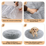 JOLLYVOGUE Calming Dog Bed Medium Size Dog, Anti-Anxiety Donut Medium Pet Bed, 27 inches Fluffy Faux Fur Round Cat Bed (Smoke Grey)