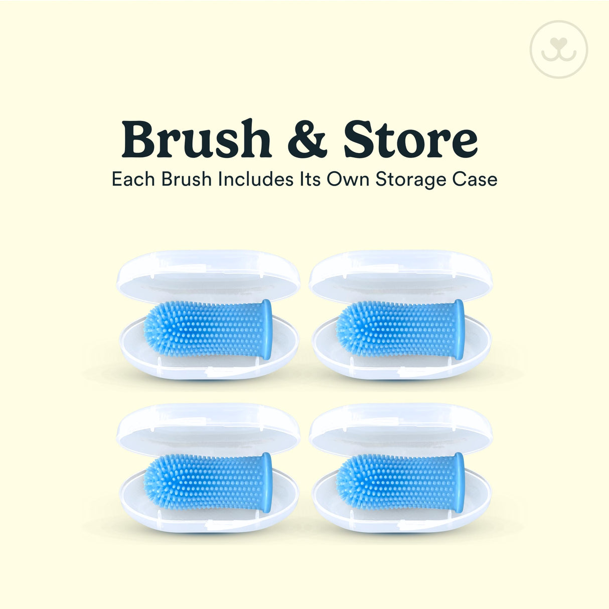 Jasper Dog Toothbrush, 360 Degree Dog Tooth Brushing Kit, Cat Toothbrush, Canine Dental Care & Teeth Cleaning Kit, Pet Finger Tooth Brush, Use with Pet Toothpaste, 4-Pack Blue