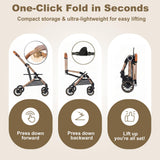 PAWPUBBY Dog Stroller for Small Dogs & Cats, 3-in-1 Pet Stroller with Detachable Carrier, Foldable Lightweight Pet Stroller with 360° Wheels, Classic Brown