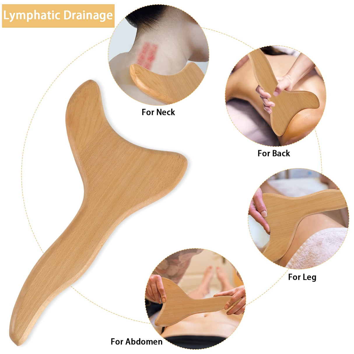 Machomby 2 Pcs Wooden Gua Sha Tools Lymphatic Drainage Tool, Wood Therapy Massage Tools Manual Gua Sha Tools Anti Cellulite Massage Tool for Gua Sha Massage, Maderotherapy, Body Sculpting