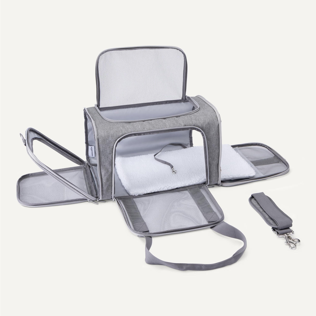 Amazon Basics Soft Cat & Dog Carrier with Adjustable Shoulder Strap, Airline-Approved, Foldable and Portable Design, Mesh Ventilation, Folds Flat for Storage