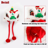 SSEISS New Year Dog Lion Dance Hat, Spring Festival Pet Dragon Cap, Warm Cat Cosplay Head Accessorries for Small Medium Dogs (One Size, Green Lion)