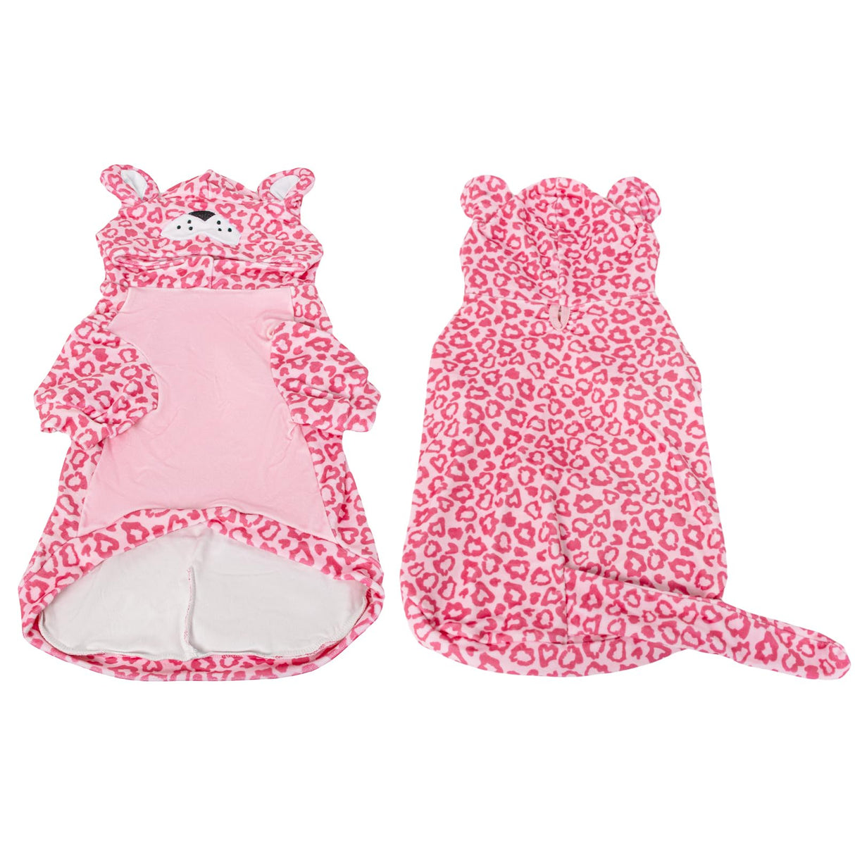 DELIFUR Dog Leopard Print Costume - Adorable Dog Halloween Hoodies for Small Medium Pet Cute Animal Clothes Cosplay Sweatshirt Pink (Leopard Print, Medium)