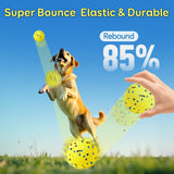 Kimee Dog Balls Tennis Ball Toys Dog Toys for Aggressive Chewers Durable Teething Chew Toys Water Toy Fetch Ball for Large Medium Small Dog and Puppies (4 Balls)